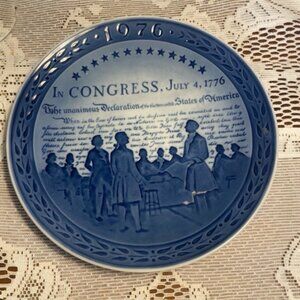 Royal Copenhagen UNITED STATES BICENTENARY Blue 7" Bicentennial Plate 1976